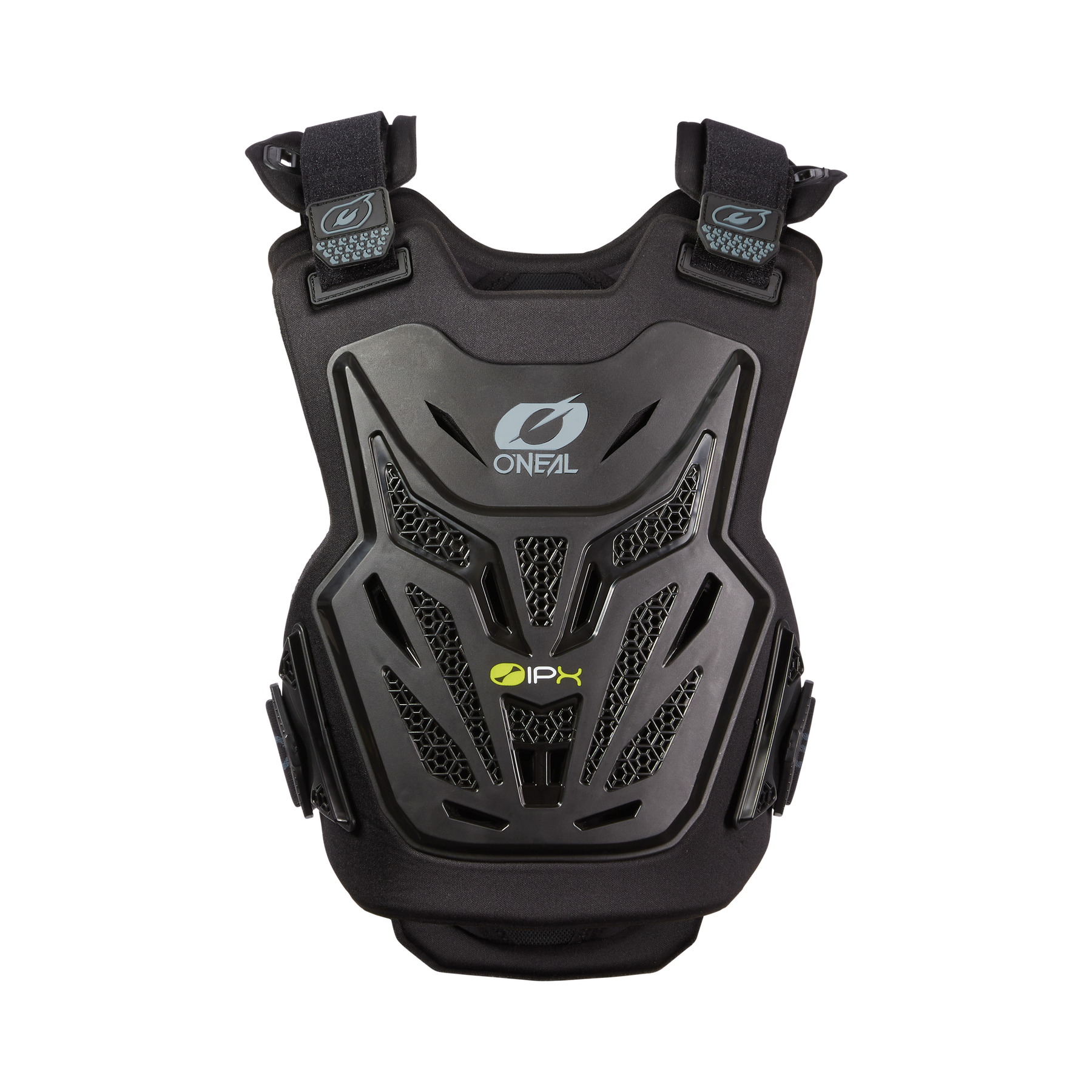 Der O'NEAL SPLIT LITE Brustpanzer Kinder ist ein schwarzer Kinderbrustpanzer mit robustem, belüftetem Design, verstellbaren Trägern und dem O'NEAL-Logo - ideal für die Sicherheit beim Motocross oder Biken.