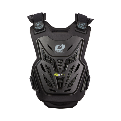 Der O'NEAL SPLIT LITE Brustpanzer Kinder ist ein schwarzer Kinderbrustpanzer mit robustem, belüftetem Design, verstellbaren Trägern und dem O'NEAL-Logo - ideal für die Sicherheit beim Motocross oder Biken.