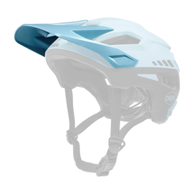 El Casco O'NEAL Visor Trailfinder SPLIT es un casco azul y negro para bicicleta de montaña con visera, orificios de ventilación, correas ajustables y el logotipo de O'NEAL en el lateral, que aparece sobre un fondo negro liso.