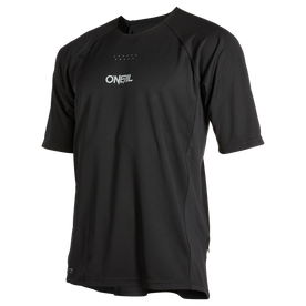 The black O'NEAL Pin It jersey is characterized by high quality, a white O'NEAL logo on the chest with ventilation holes above, a round neckline and a loose fit.