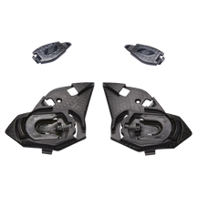 Two O'NEAL D-SRS replacement side plates made of black plastic and metal with matching covers on a white background.