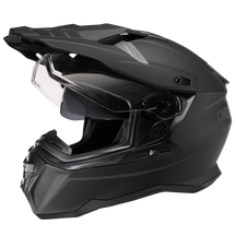The O'NEAL D-SRS helmet SOLID is a matt black full-face helmet with a clear visor, angular design and extended chin guard, shown in side view.