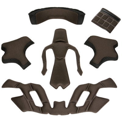 O'NEAL Liner & Cheek Pads SL1 Helmet by O'NEAL, with brown mesh-like foam pads in various shapes on a white background. These inserts are used as padding for helmets.