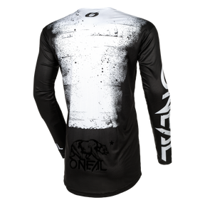 Das O'NEAL MAYHEM Jersey SCARZ ist ein schwarz-weißes Langarmtrikot mit einer auffälligen Rückengrafik, dem O'NEAL-Logo und einem Bären in der Nähe des Saums. Es bietet Hochleistungsqualität für höchste Funktionalität.