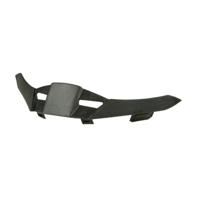 Der O'NEAL Nose Guard 3SRS Helm von O'NEAL ist ein schwarzer, gebogener Schutz aus Kunststoff mit abgewinkelten Enden, einem erhöhten Mittelteil, Aussparungen und kleinen, vorstehenden Laschen an der Unterseite.