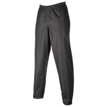 A pair of plain black O'NEAL TSUNAMI rain pants with an elastic waistband and zippered side pockets on a white background.