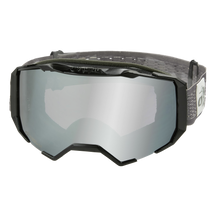 Die O'NEAL B-22 Goggle STATIC verfügt über ein versilbertes, breit reflektierendes Glas, einen schwarzen Rahmen und ein verstellbares, schwarz-grau bedrucktes Band - die perfekte MX- oder MTB-Brille für klare Sicht auf dem Trail.