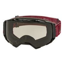 O'NEAL B-22 Goggle STATIC: MTB-Schutzbrille mit schwarzem Rahmen, getönten Gläsern und rotem, verstellbarem Strukturband von O'NEAL.