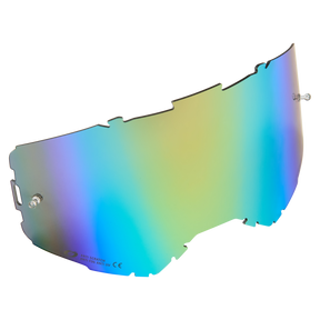 Die O'NEAL B-22 & B-33 Goggle-Ersatzlinse mit Abreißstiften ist eine irisierende, kratzfeste Visierlinse mit regenbogenartigem Farbverlauf und einer gebogenen Form für sicheren Sitz, abgebildet auf weißem Hintergrund. Marke: O'NEAL.