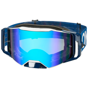 O'NEAL B-55 Goggle CRAM Sportbrille in Blau und Schwarz mit blau getönten, reflektierenden Gläsern, verstellbarem Band und UV-Schutz - ideal zum Skifahren oder Motocross.