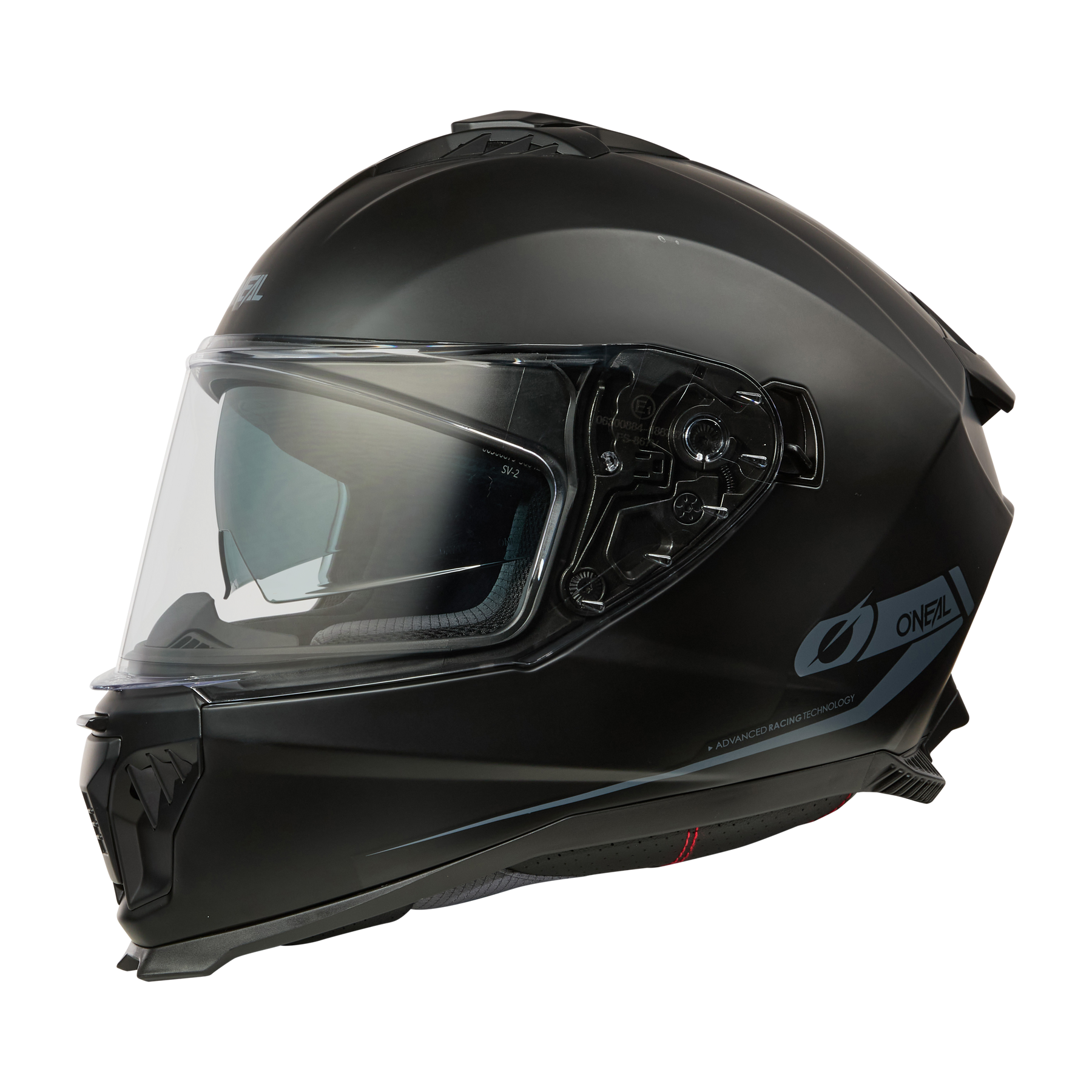 Der O'NEAL CHALLENGER Helm SOLID in mattem Schwarz verfügt über ein klares Visier, Lüftungsöffnungen und das O'NEAL-Logo an der Seite.