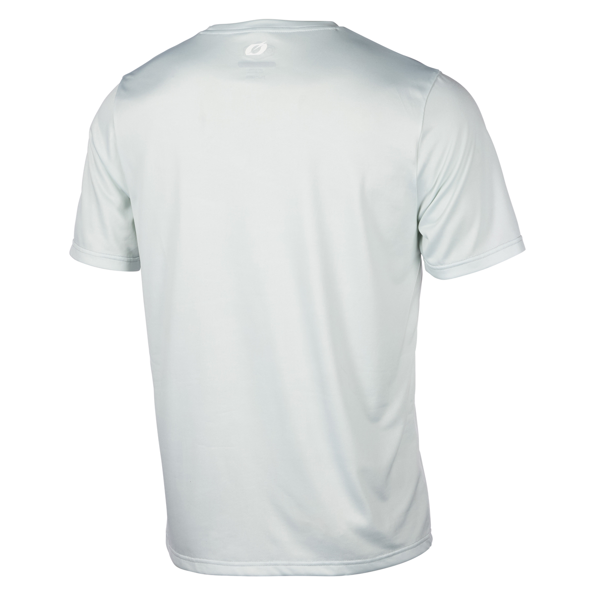 Das O'NEAL SLICKROCK Jersey CLASSIC ist ein hellgraues, kurzärmeliges T-Shirt (von hinten gesehen) mit einem kleinen weißen Logo am oberen Halsausschnitt, das zuverlässige Flexibilität beim Mountainbiken oder in der Freizeit bietet.