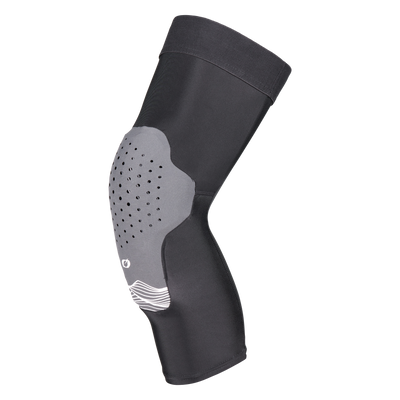 La genouillère O'NEAL DIRT FLX 1.0 en noir dispose d'une coque de protection flexible et perforée avec une technologie avancée Crash Cells et un pad IPX pour un soutien sportif ou médical - sur un fond blanc sobre.
