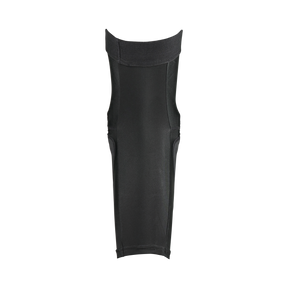 La ginocchiera O'NEAL DIRT FLX 2.0 Bambini, una ginocchiera nera con un design tubolare aderente e cuciture rinforzate per una protezione di livello 2, è mostrata su uno sfondo bianco.