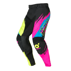 Los Pantalones O'NEAL Mayhem RESEDA by O'NEAL se caracterizan por un diseño atrevido con detalles en negro, amarillo neón, rosa brillante y azul, llamativos estampados gráficos y el logotipo O'NEAL.