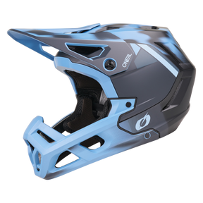 Il casco O'NEAL SL1 GLACIOR è un casco integrale da mountain bike blu e nero con visiera, aperture di ventilazione laterali, interni imbottiti e logo O'NEAL: l'ideale per una protezione ottimale su qualsiasi percorso.