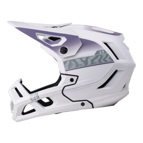 Il casco O'NEAL SL1 TERRA è un casco integrale per mountain bike di colore bianco e lavanda con aperture di ventilazione geometriche e visiera, raffigurato di profilo su sfondo bianco: un equipaggiamento perfetto per una protezione ottimale.
