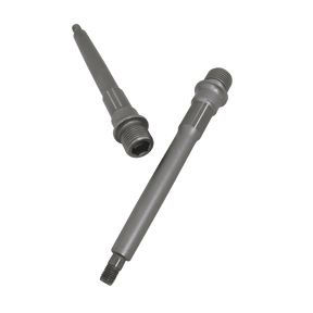 Two AZONIC Spindle Pucker Up Pedal axles, one flat and one upright, are arranged diagonally on a plain green background.