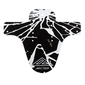 Le garde-boue AZONIC SPLATTER ENIGMA est un garde-boue VTT noir et blanc avec un motif abstrait de fissures et le logo AZONIC au milieu en bas.
