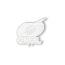 The O'NEAL RIDER LOGO & ICON sticker from O'NEAL features a white "ONEAL" logo under an oval with a diagonal lightning bolt, all on a gray background.