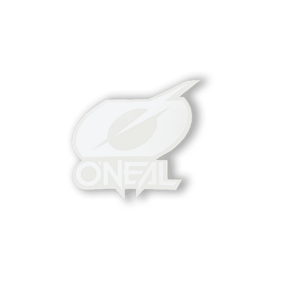 The O'NEAL RIDER LOGO & ICON sticker from O'NEAL features a white "ONEAL" logo under an oval with a diagonal lightning bolt, all on a gray background.