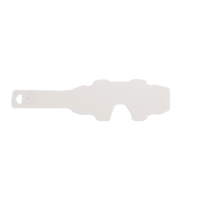 Una Gafa O'NEAL B2 - Tear Off Pack disco arrancable, de plástico transparente, sobre fondo blanco.