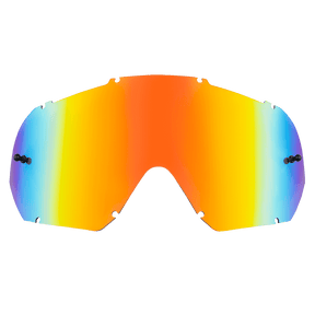 Le O'NEAL B-10 Goggle - Spare Lens d'O'NEAL se caractérise par un dégradé de couleurs lumineuses et irisées, où le jaune et l'orange au centre se transforment en bleu et violet sur les bords, et a été conçu pour les lunettes de protection.
