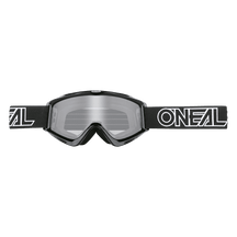 Die Motocross-Brille O'NEAL VAULT Brille SOLID verfügt über ein breites, klares Glas und ein verstellbares schwarzes Band mit dem weißen O'NEAL-Logo - ideal für jede Motorsportausrüstung.