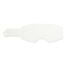 A white, irregularly shaped O'NEAL B-55 Goggles Tear Off with a rectangular flap and a circular hole on the left side is shown against a plain light-colored background.