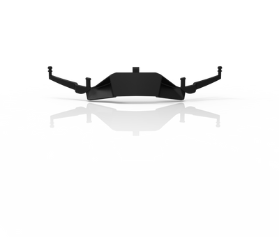 Die O'NEAL Nose Guard B-22, B-33, B-55 Goggle, ein schwarzes, kantiges Accessoire von O'NEAL, ist auf einem weißen Hintergrund mit grauen, abstrakten Spritzmustern zentriert, die sich nach außen erstrecken.