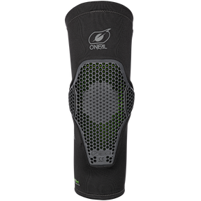 La genouillère O'NEAL FLOW dispose d'une coque de protection hexagonale, d'accents verts en mesh et du logo O'NEAL - idéal pour les activités sportives d'action exigeantes.