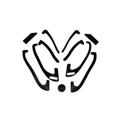 MOVEO Velcro set EXTREME Black foam pads from MOVEO on a green background, creating an abstract and symmetrical pattern.