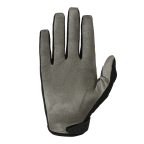 Ein einzelner O'NEAL MAYHEM Handschuh CAMO von O'NEAL ist mit der Handfläche nach oben auf weißem Hintergrund abgebildet. Er ist in grauem Tarnmuster mit schwarzem Rand gehalten und aus einem weichen, wildlederähnlichen Stoff gefertigt, der sowohl Komfort als auch hohe Strapazierfähigkeit bietet.