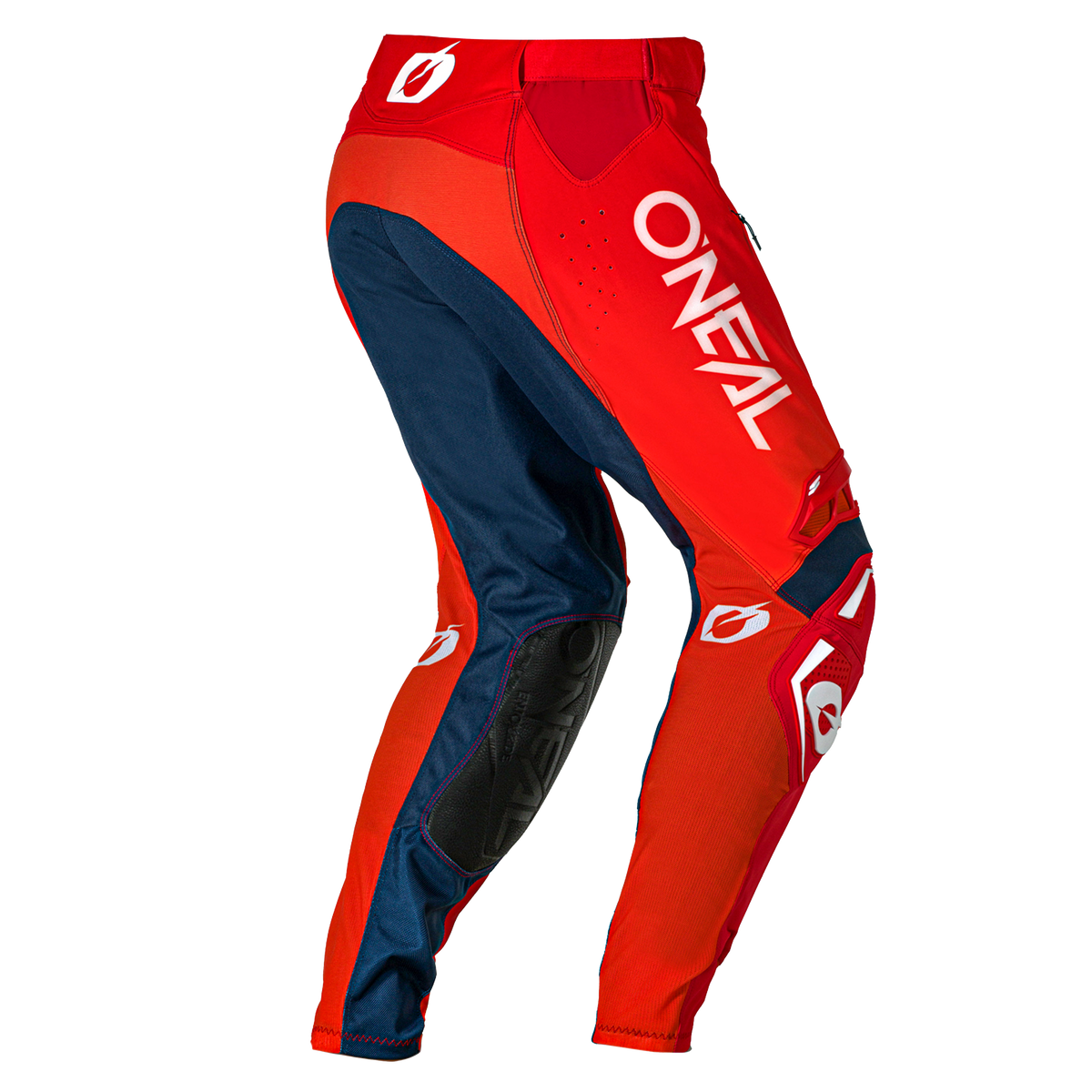 Los pantalones de motocross O'NEAL Prodigy FIVE FADE están disponibles en rojo y azul con la marca O'NEAL en blanco. Incorporan inserciones protectoras y un diseño entallado, perfecto para carreras o pilotaje todoterreno.