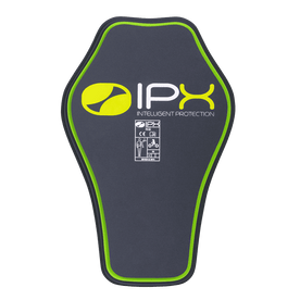 The O'NEAL Protector Foam POI is a black and green back pad with the "IPX Intelligent Protection" logo and safety certification symbols on the front.