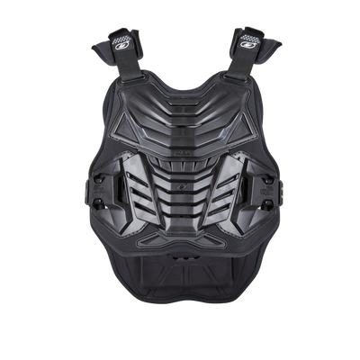The O'NEAL PROGRESSION chest protector LITE in black and gray has adjustable shoulder straps for comfortable wear and offers optimal protection for the upper body when motocross or off-road biking. Shown on a plain white background.